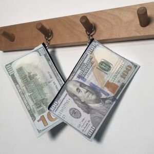 Currency Print Zipper Pouch Gift Party Organization Storage Cards Money Novelty
